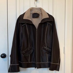 Braetan Chocolate Bomber Jacket with Beige Accents